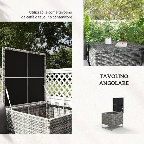 Ensemble jardin 4 pcs, 2 canapés 2 places, table basse et table haute, acier et rotin - Image 6