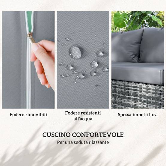 Ensemble jardin 4 pcs, 2 canapés 2 places, table basse et table haute, acier et rotin - Image 8
