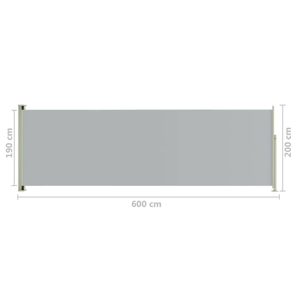 Helloshop26 - Auvent paravent store brise-vue latéral rétractable de patio jardin terrasse balcon protection visuelle écran 200 x 600 cm gris - Image 6