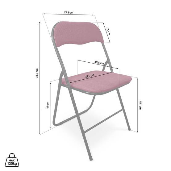Sicaan Lot de 6 chaises pliantes rembourrées en tissu bordeaux et pieds métal noir - GRETA - Image 7