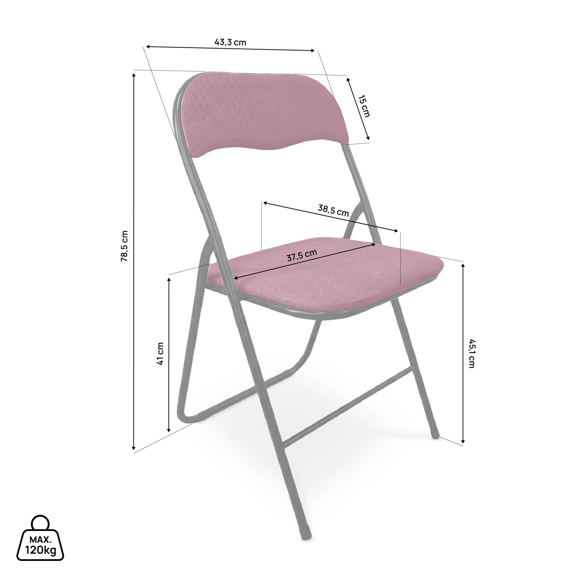 Sicaan Lot de 6 chaises pliantes rembourrées en tissu bordeaux et pieds métal noir - GRETA - Image 7