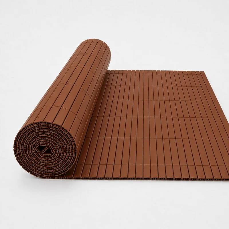 Canisse PVC marron renforcée double face 1,5 x 3 m – brise-vue imitation bambou
