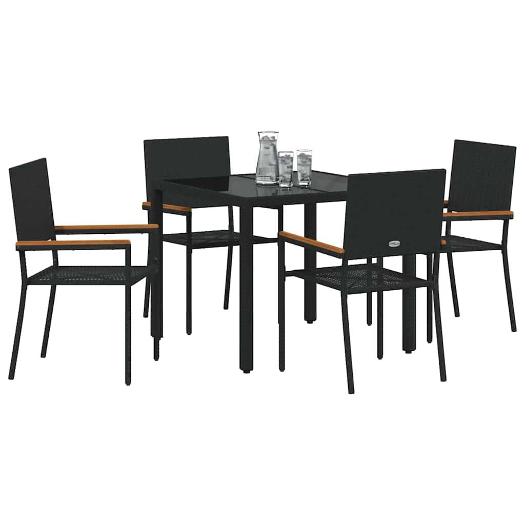 Vidaxl - Ensemble de salle à manger pour jardin 5 pcs Noir polyrotin vidaXL 3365387 - Image 4