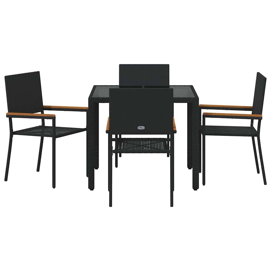 Vidaxl - Ensemble de salle à manger pour jardin 5 pcs Noir polyrotin vidaXL 3365387 - Image 8