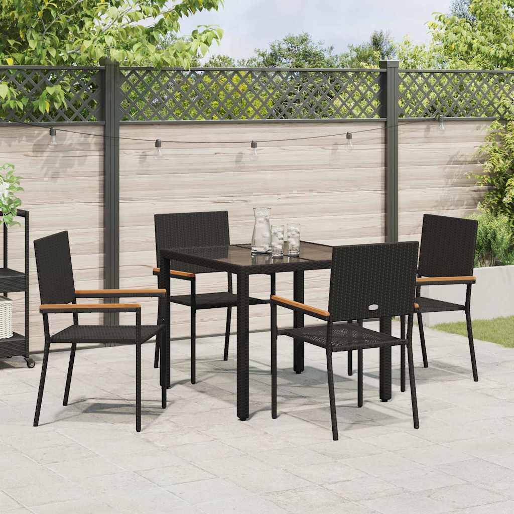 Vidaxl - Ensemble de salle à manger pour jardin 5 pcs Noir polyrotin vidaXL 3365387 - Image 5
