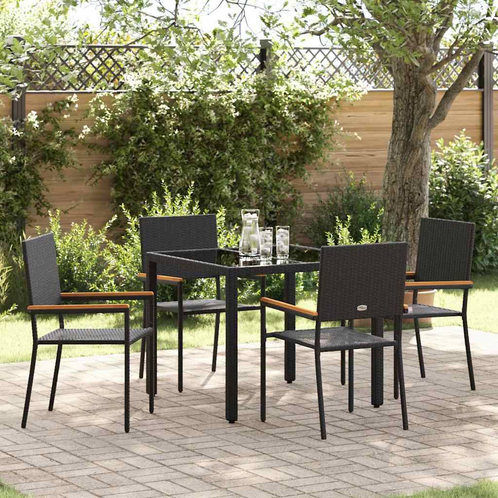 Vidaxl - Ensemble de salle à manger pour jardin 5 pcs Noir polyrotin vidaXL 3365387 - Image 1