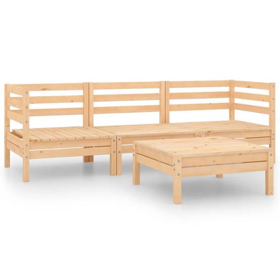 ComfortXL - Petit Salon de Jardin Bas 4 Pièces Bois de Pin Massif Modules Canapé et Table Basse Style Rustique Brun – ComfortXL Outdoor Living - Image 2