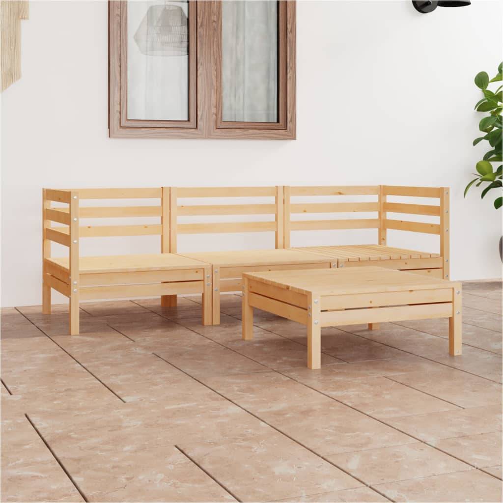 ComfortXL - Petit Salon de Jardin Bas 4 Pièces Bois de Pin Massif Modules Canapé et Table Basse Style Rustique Brun – ComfortXL Outdoor Living - Image 1