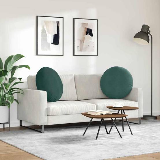 Lot de 2 Grands Coussins de Sol Velours Élégant Déhoussable pour Décoration Vert Foncé Ø 60 cm – ComfortXL Outdoor Living - Image 4
