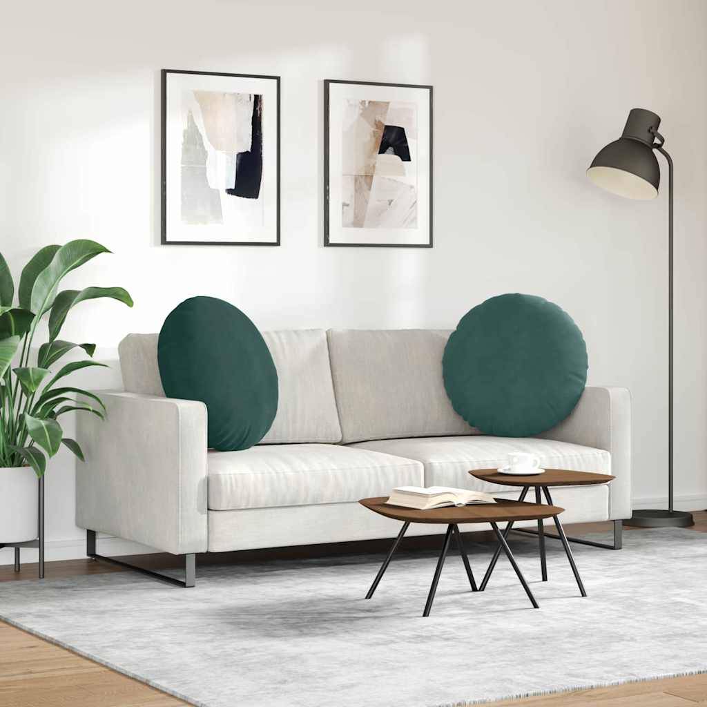 Lot de 2 Grands Coussins de Sol Velours Élégant Déhoussable pour Décoration Vert Foncé Ø 60 cm – ComfortXL Outdoor Living - Image 4