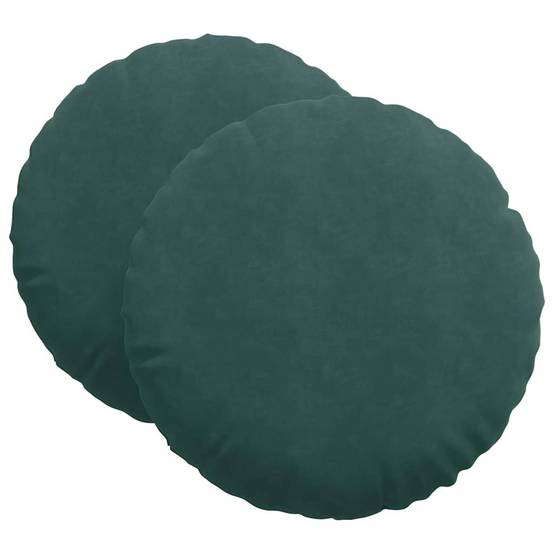 Lot de 2 Grands Coussins de Sol Velours Élégant Déhoussable pour Décoration Vert Foncé Ø 60 cm – ComfortXL Outdoor Living - Image 2