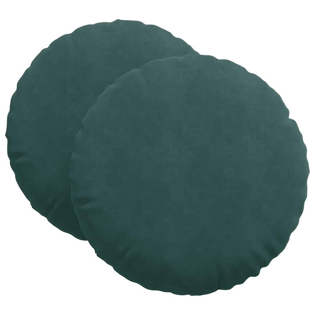 Lot de 2 Grands Coussins de Sol Velours Élégant Déhoussable pour Décoration Vert Foncé Ø 60 cm – ComfortXL Outdoor Living - Image 2