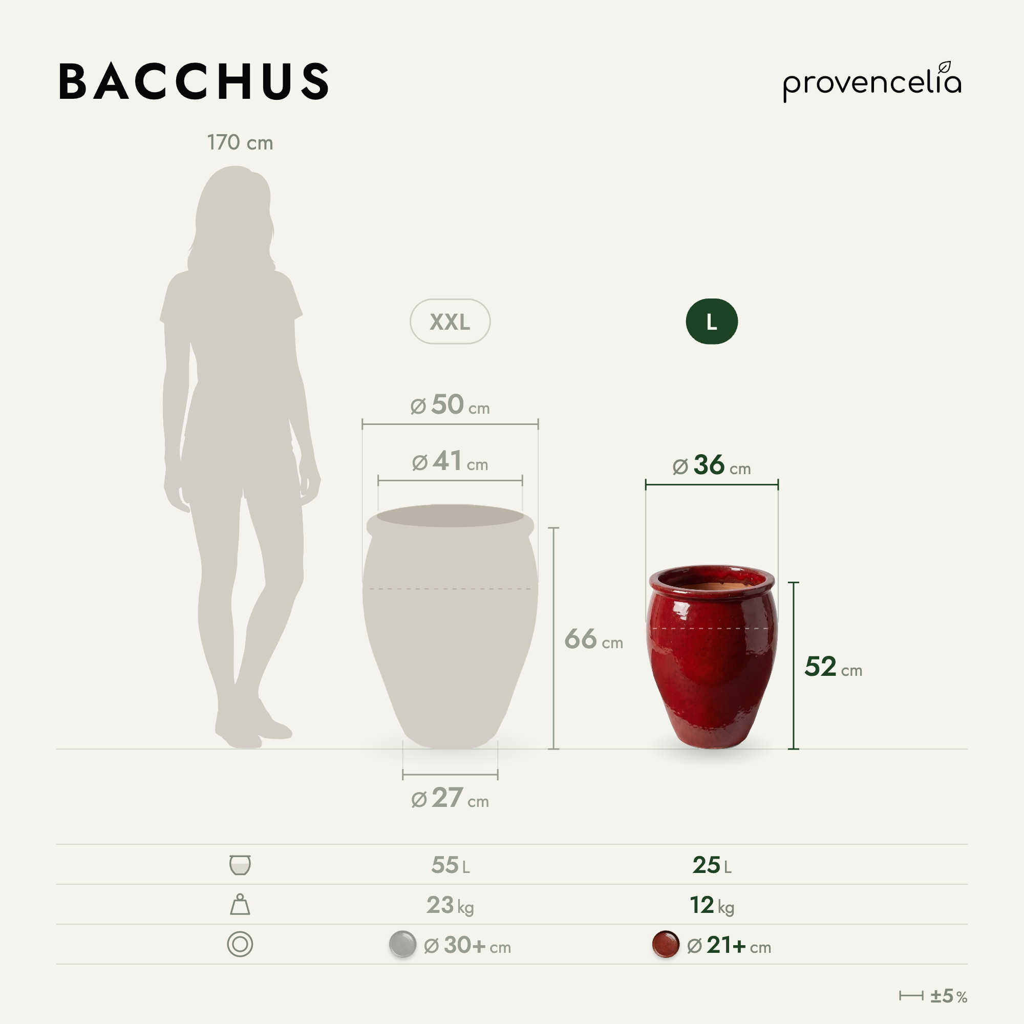 Provencelia - Pot BACCHUS 36x52cm rouge tropical - Image 2