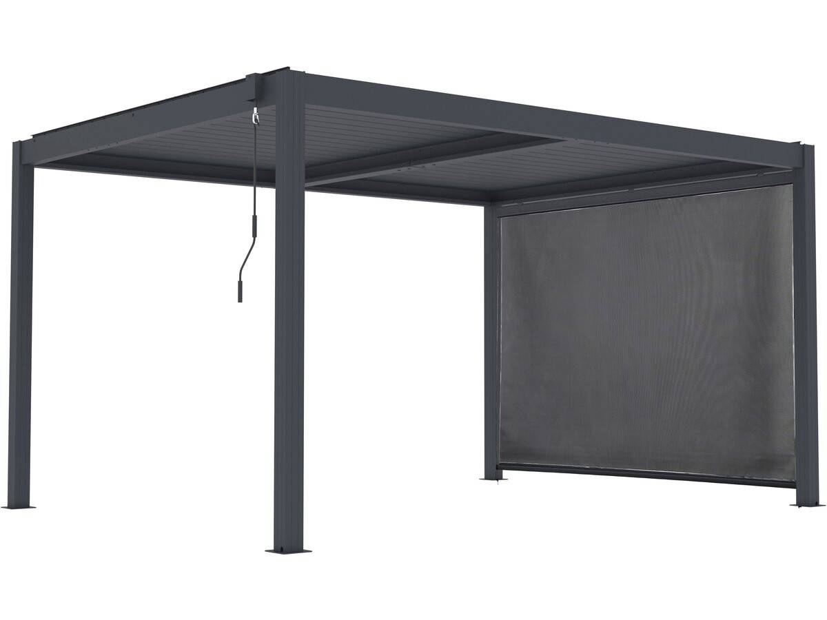 Habitat Et Jardin - Pergola Bioclimatique Avec Led Et Store En Aluminium "windsor Premium" - 3 X 4 M - Gris -habitat Et Jardin