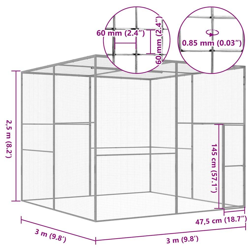 Vidaxl - Cage pour chat 3x3x2,5 m Acier galvanisé vidaXL 146361 - Image 3