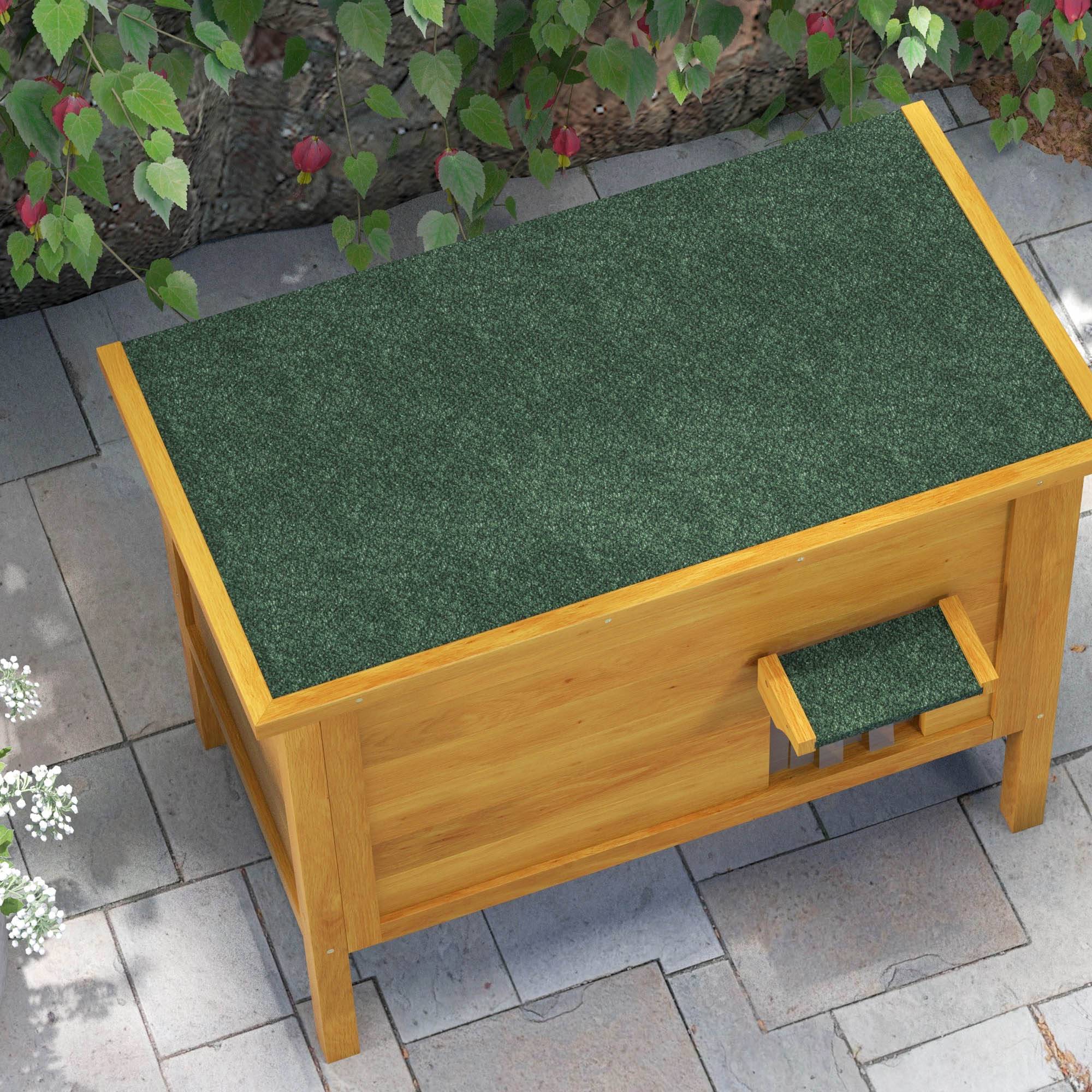 Sans Marque - Maison pour chats niche d'extérieur en bois surrélevée avec toit ouvrable isolée 85 x 50 x 68,5 cm naturel vert - Image 10