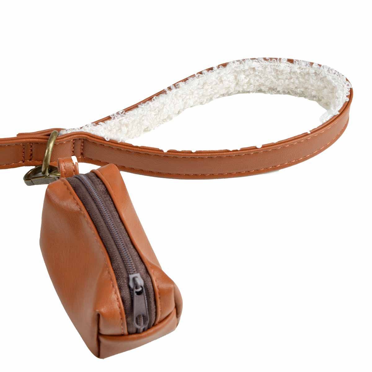 Love Story - Laisse & Distributeur de Sacs Chien "Wooly" 125cm Cognac - Image 3