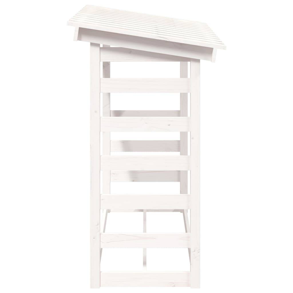 Range-bûches en Bois de Pin Blanc avec Toit Stockage Extérieur 108x65x110cm - ComfortXL Outdoor Living - Image 6