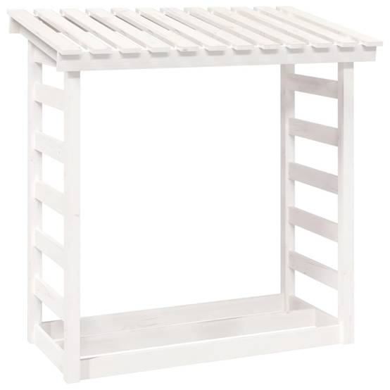 Range-bûches en Bois de Pin Blanc avec Toit Stockage Extérieur 108x65x110cm - ComfortXL Outdoor Living - Image 2