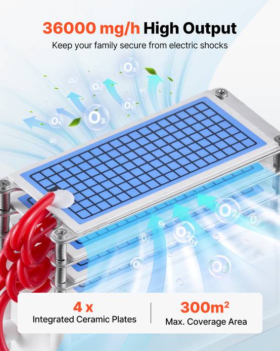 VEVOR Générateur d'Ozone Purificateur d'Air 36000 mg/h Écran Tactile Max. 300 ㎡ - Image 2