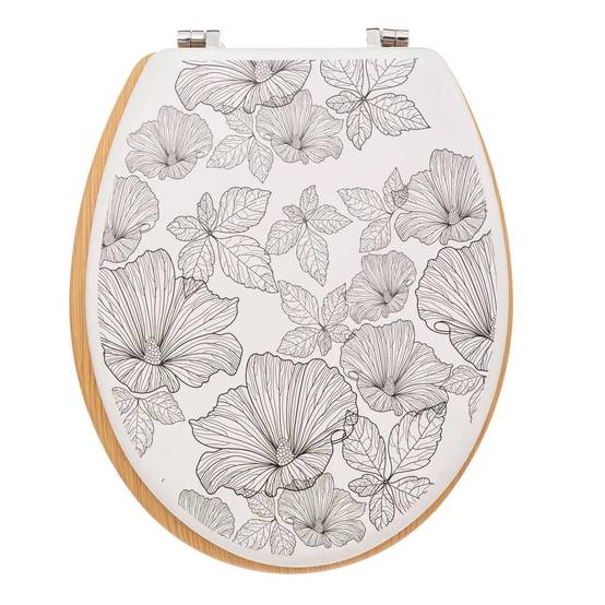 Abattant WC Imprimé "Blackflora" 42cm Blanc - Image 1