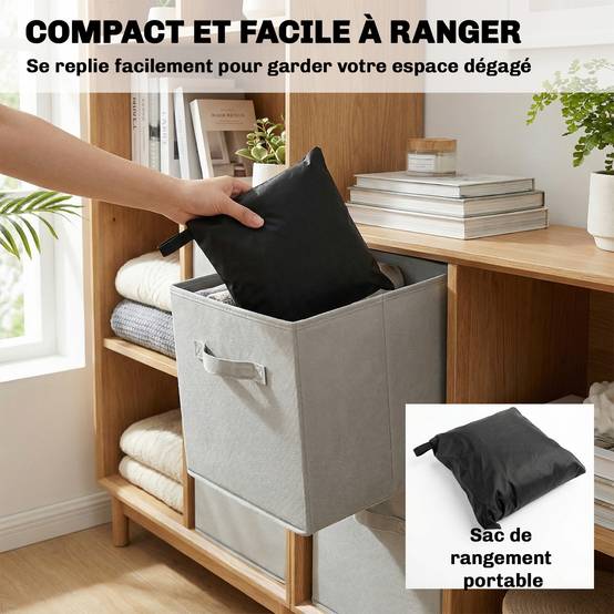 Housse de mobilier de jardin imperméable pour table ronde, tissu Oxford 420D pour jardin extérieur, Ø200 x 80 cm, noir - Image 9
