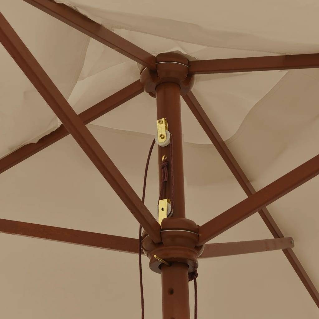 Helloshop26 - Parasol mobilier de jardin avec mât en bois 198 x 198 x 231 cm taupe - Image 4