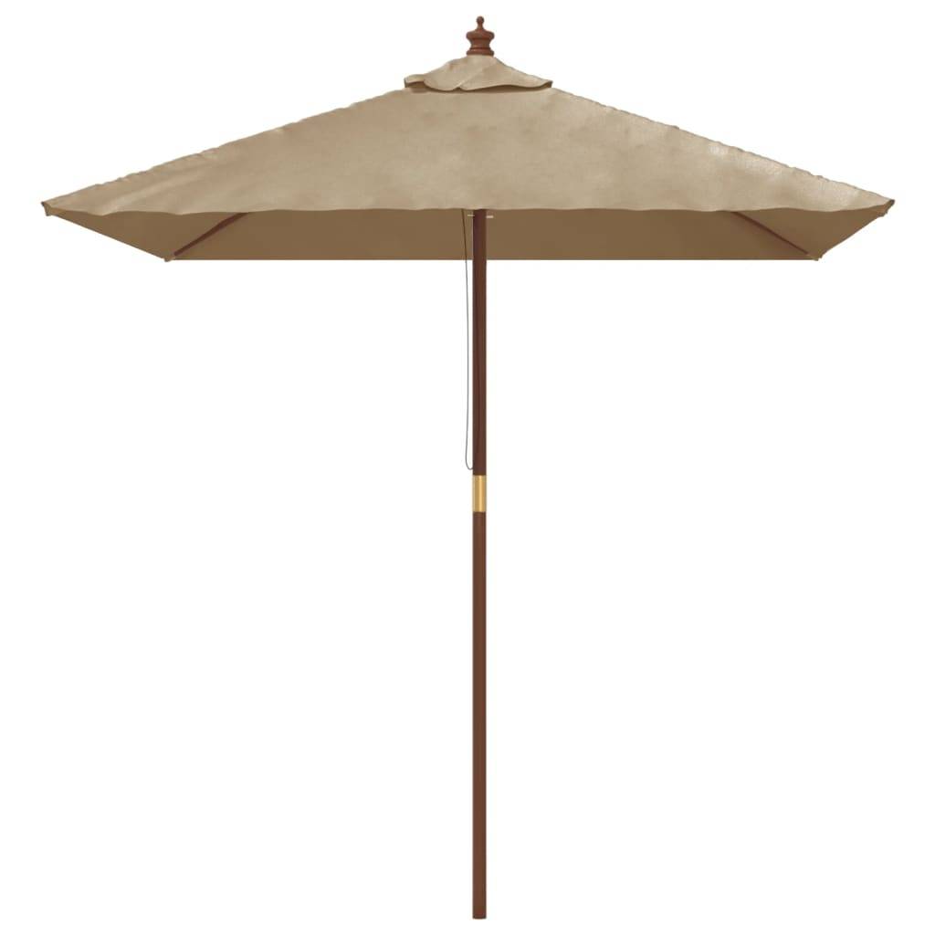 Helloshop26 - Parasol mobilier de jardin avec mât en bois 198 x 198 x 231 cm taupe - Image 2