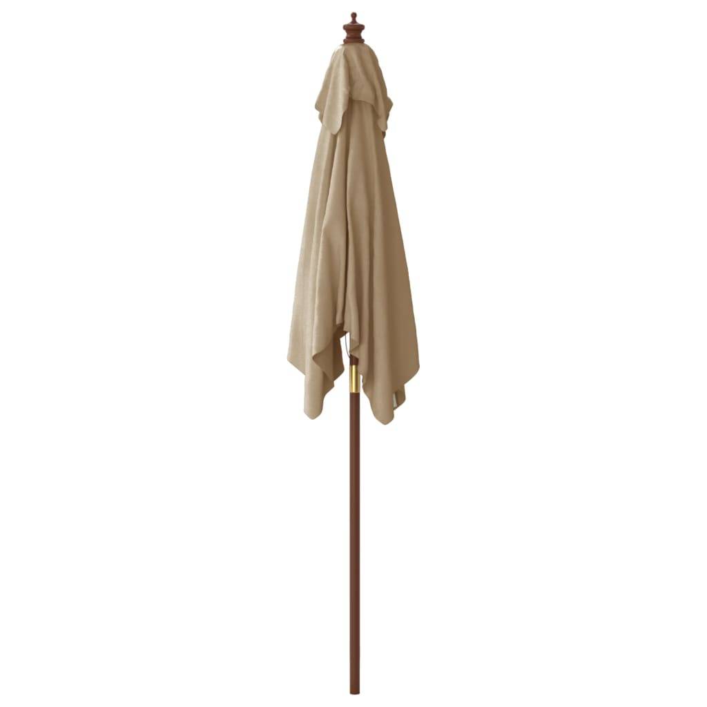 Helloshop26 - Parasol mobilier de jardin avec mât en bois 198 x 198 x 231 cm taupe - Image 3