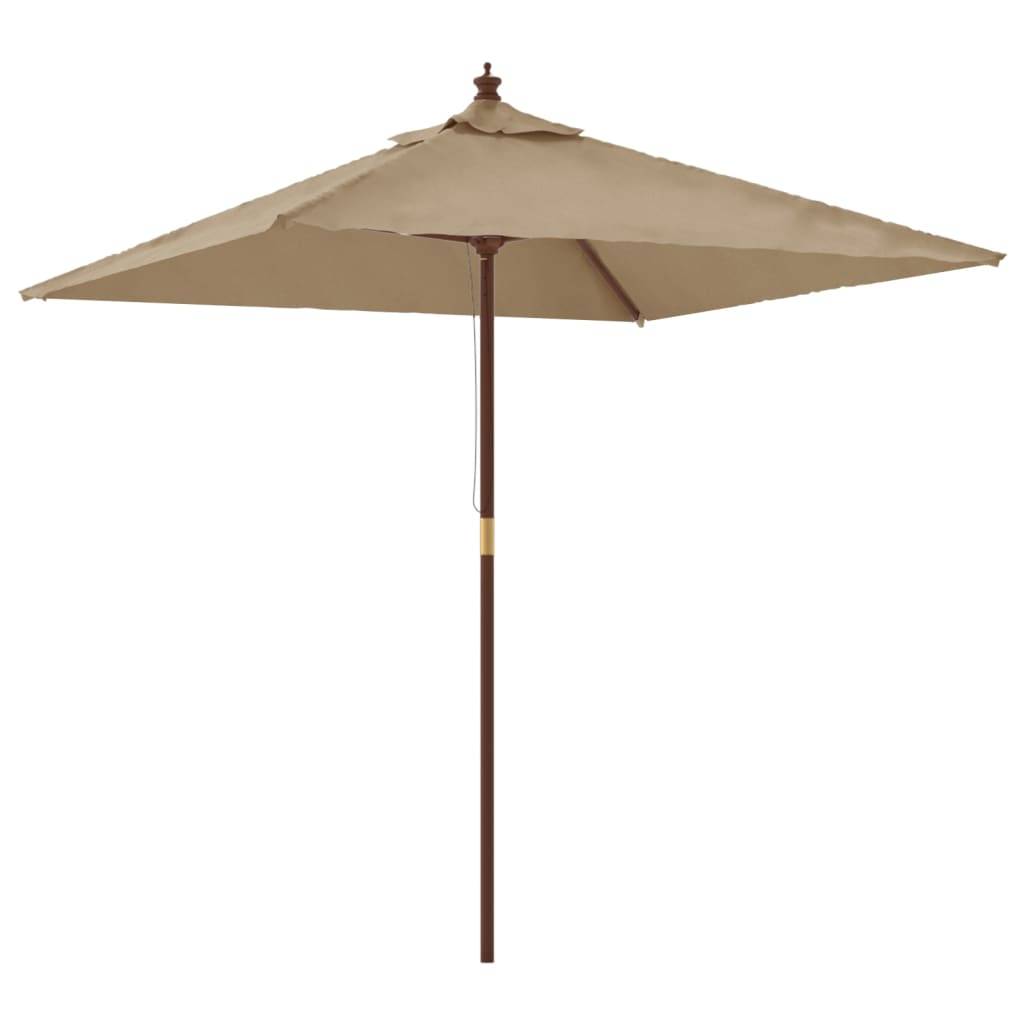 Helloshop26 - Parasol mobilier de jardin avec mât en bois 198 x 198 x 231 cm taupe - Image 1