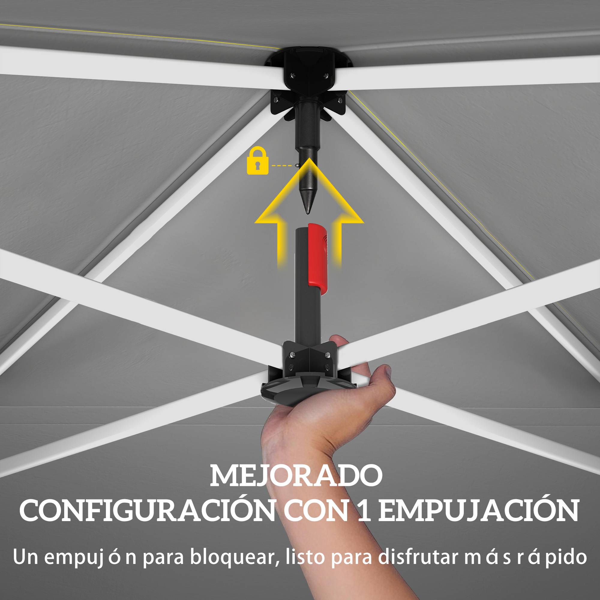 Tente pliante pop-up 3x3m avec paroi latérale, protection UPF50+, hauteur réglable, poussoir central, sac de transport, verte - Image 6