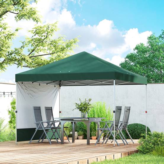 Tente pliante pop-up 3x3m avec paroi latérale, protection UPF50+, hauteur réglable, poussoir central, sac de transport, verte - Image 4