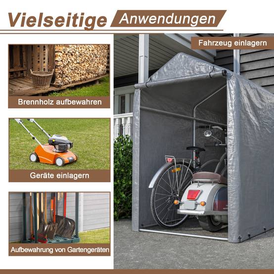 Garage à vélos 100×187×160cm, abri étanche extérieur cadre acier, protection UV pour vélos, moto, scooter et outils de jardin - Image 6