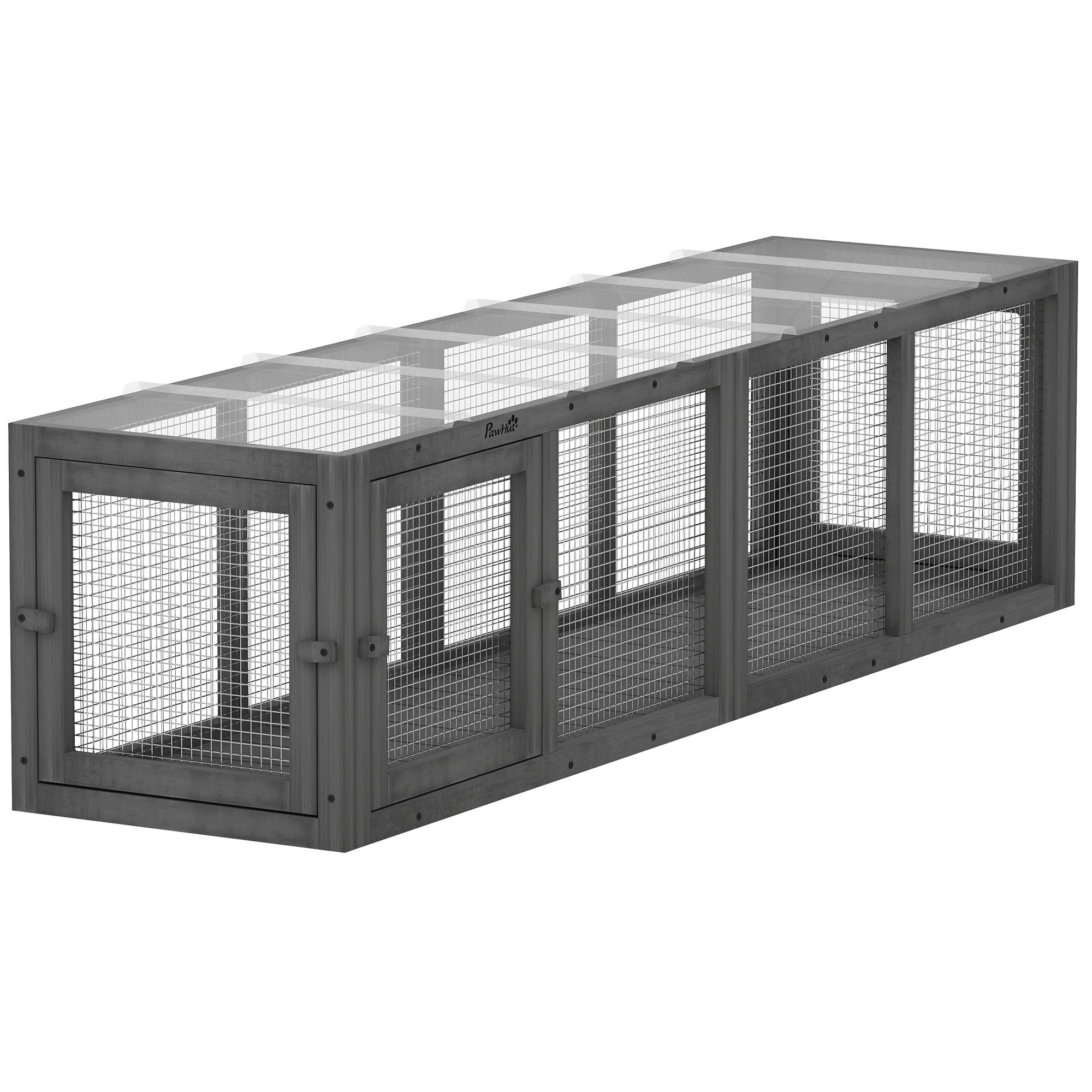ComfortXL - Tunnel pour chat extérieur en sapin gris 151,5 x 38,5 x 40 cm modulable avec 3 portes pour chats jusqu’à 10 kg - Image 10