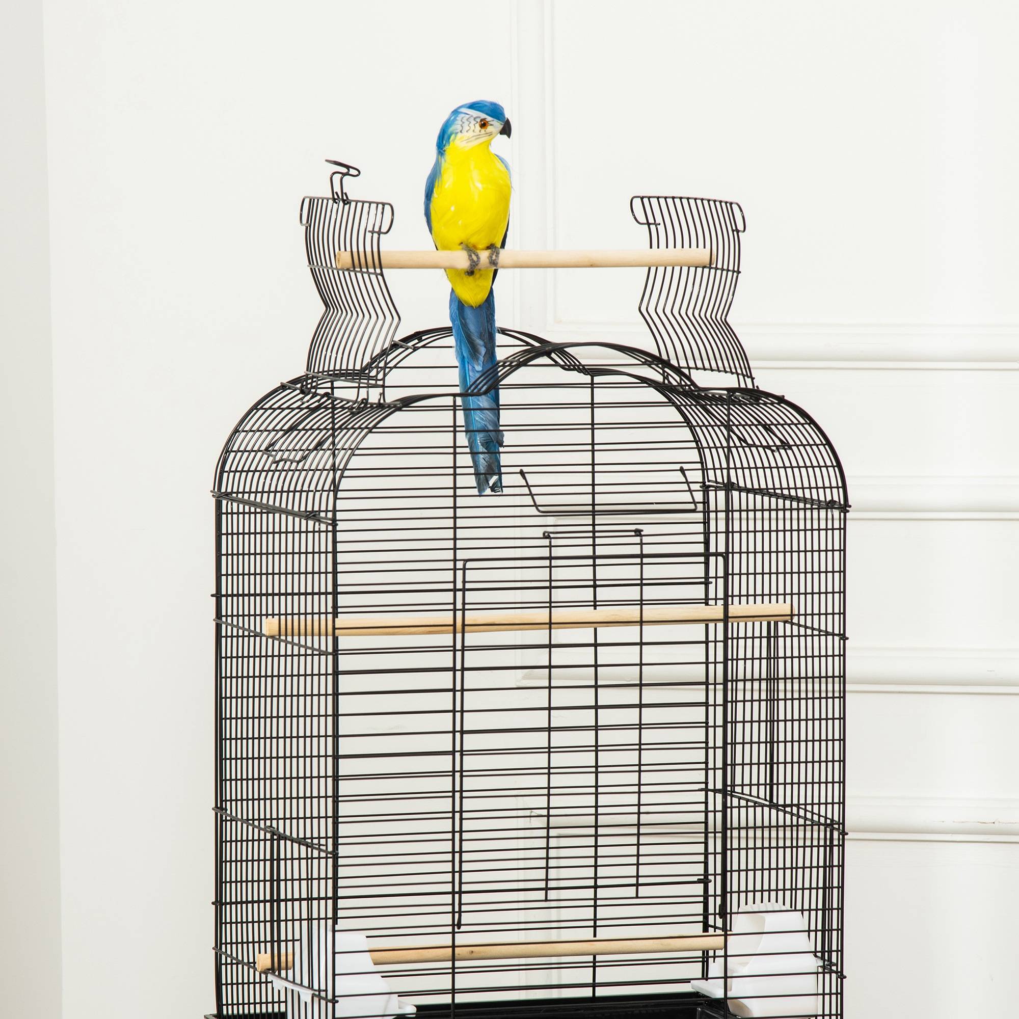 ComfortXL - Cage à oiseaux acier noir 46 x 36 x 130 cm sur support roulant avec perchoir ouvrant - ComfortXL Outdoor Living - Image 10