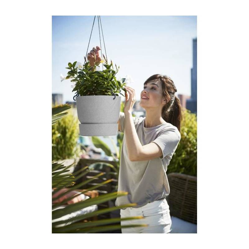 Elho - Elho Pot De Fleurs A Suspendre Greenville 24 - Exterieur - O 23,9 X H 20,3 Cm - Gris Beton Vivant - Image 5