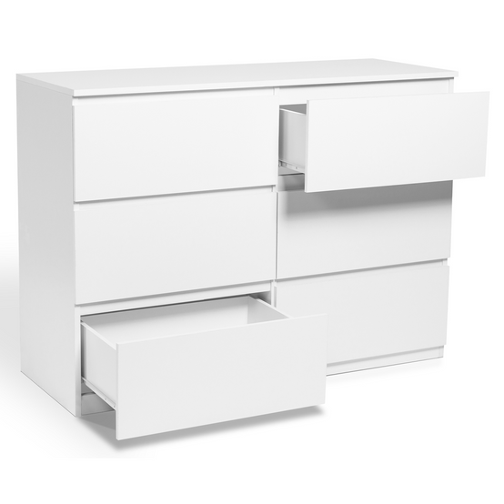 Commode 6 tiroirs TOMI 110 cm bois blanc - Image 4