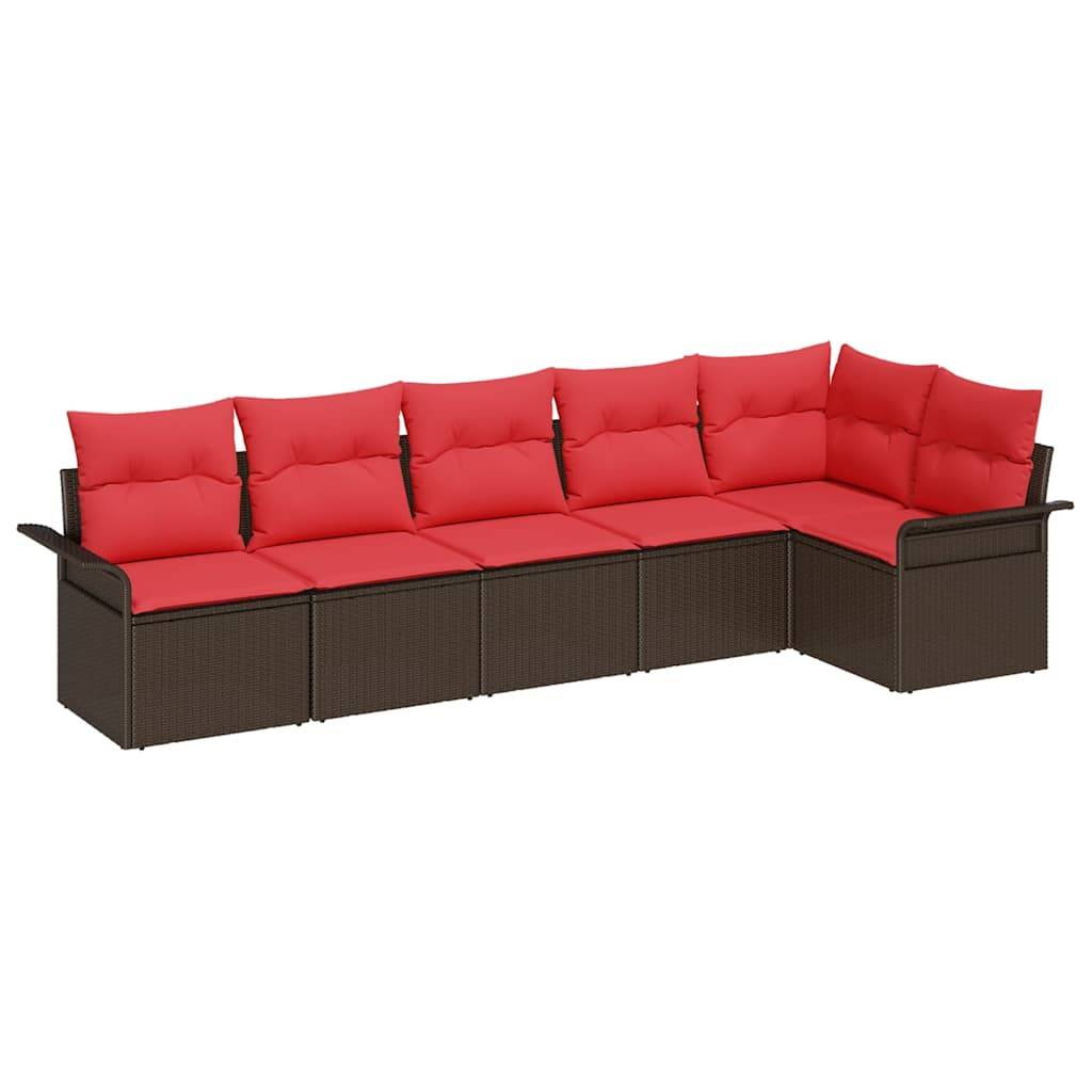 Vidaxl - Ensemble de canapé de jardin 6 pcs Marron polyrotin vidaXL 3345384 - Image 2