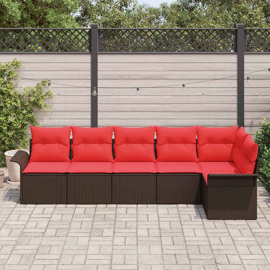 Vidaxl - Ensemble de canapé de jardin 6 pcs Marron polyrotin vidaXL 3345384 - Image 4