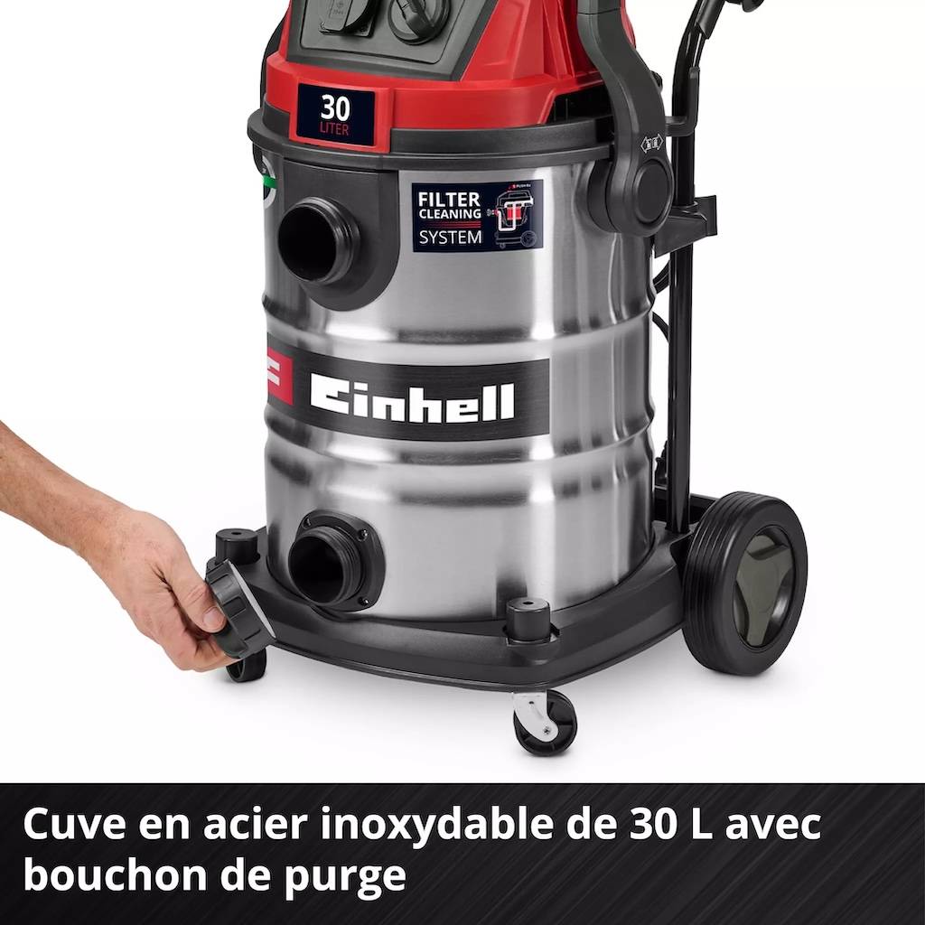 Einhell - Aspirateur eau et poussières – TC-VC 3080 SACL – 1150 W – Cuve inox 30 L – Filtre HEPA – Classe L Einhell - Image 5