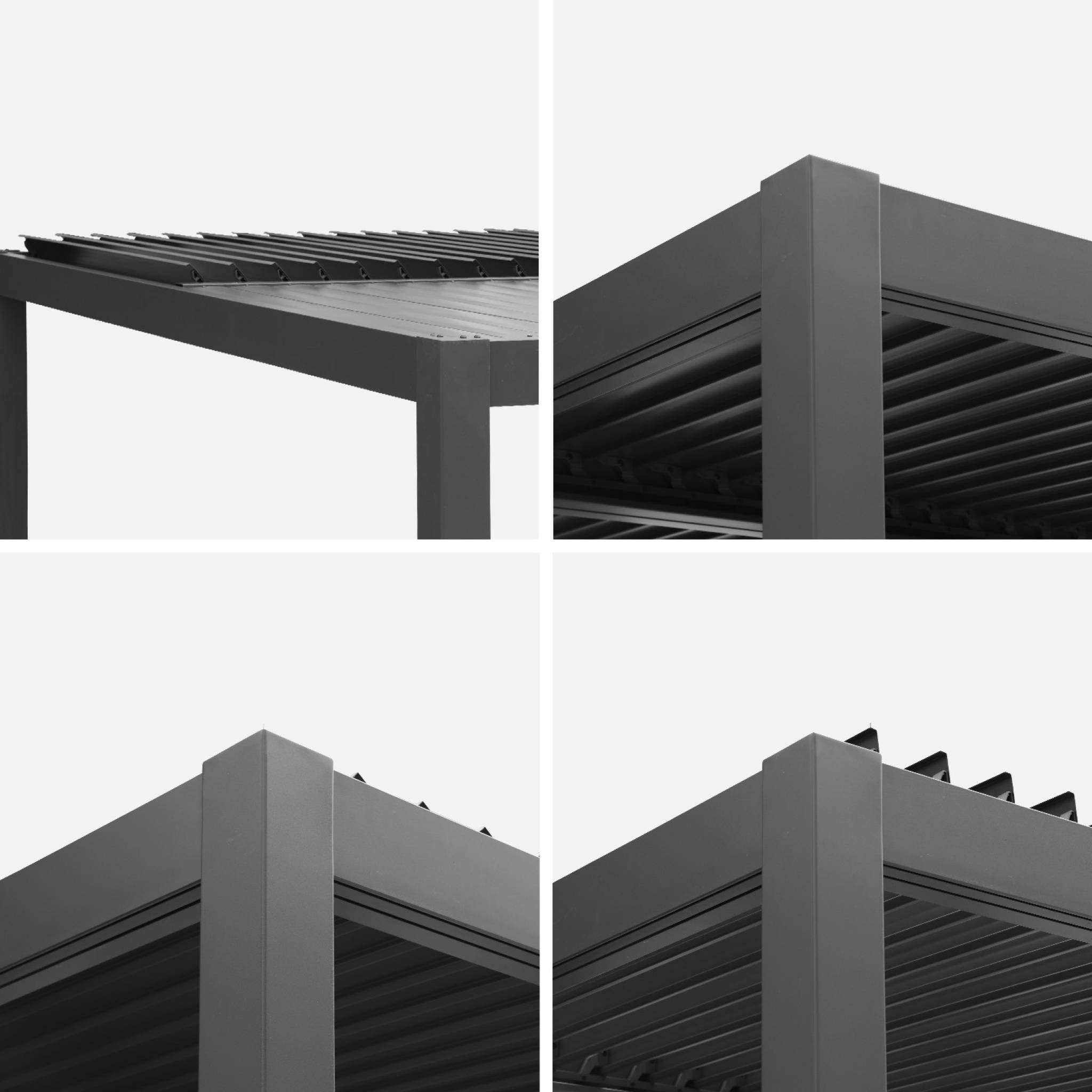 sweeek - Pergola bioclimatique aluminium et acier 4x3m + auvent 4m anthracite Palace | sweeek - Image 5