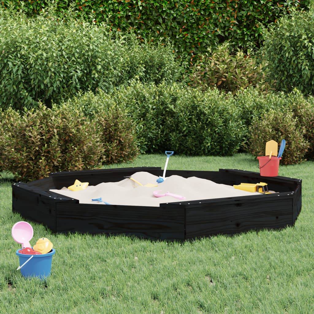 Maison Chic - Bac à sable - Maison de jeu pour enfants avec sièges noir octogone bois de pin massif-JU12119 - Image 2