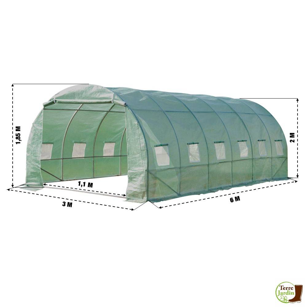 Serre tunnel de jardin en polyéthylène Renforcée - 18 m² - TERRE JARDIN - Image 2