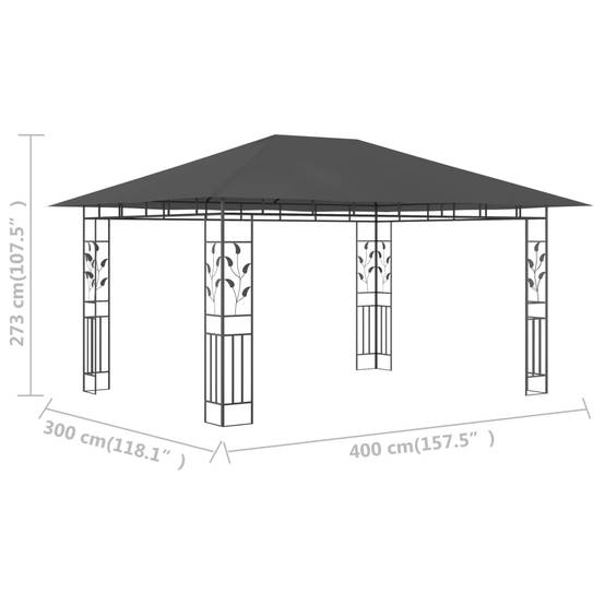 Tonnelle de Terrasse 4x3m Acier avec Moustiquaire Toile Polyester Anti-UV Anthracite – ComfortXL Outdoor Living - Image 6