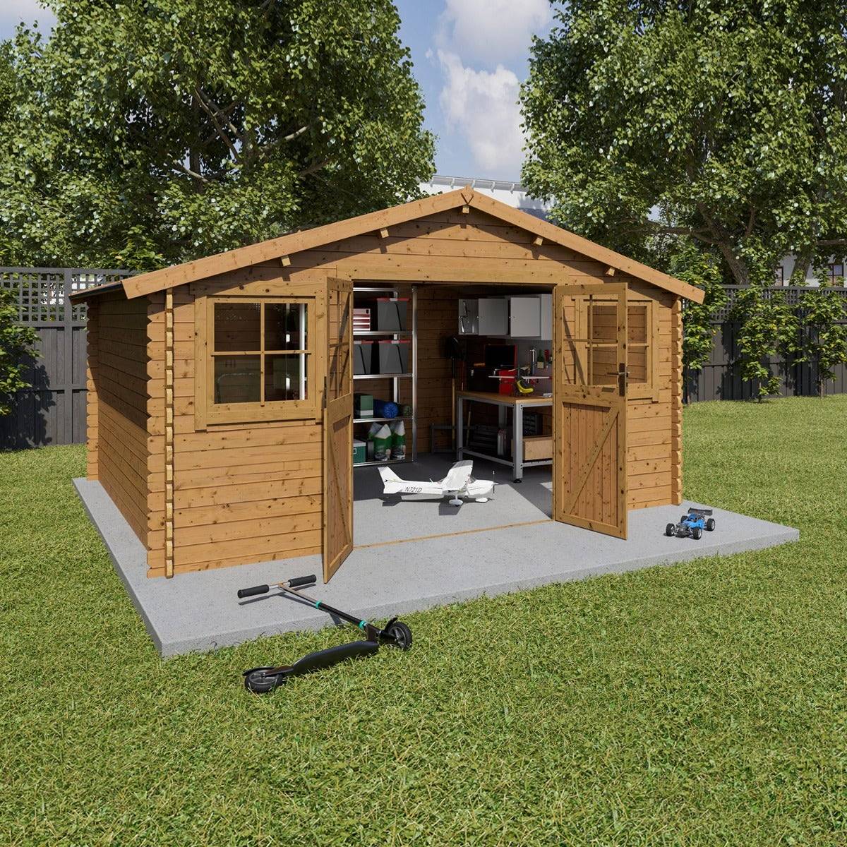 Abri de jardin bois marron 15,5 m2 Zélos - Image 1
