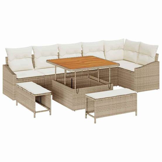 Salon de jardin modulable 9 éléments en polyrotin pour 8 convives Beige – ComfortXL Outdoor Living - Image 2