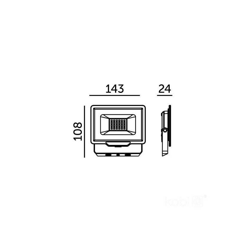Projecteur LED MH 30W noir 6500K IP65 blanc froid - Image 2