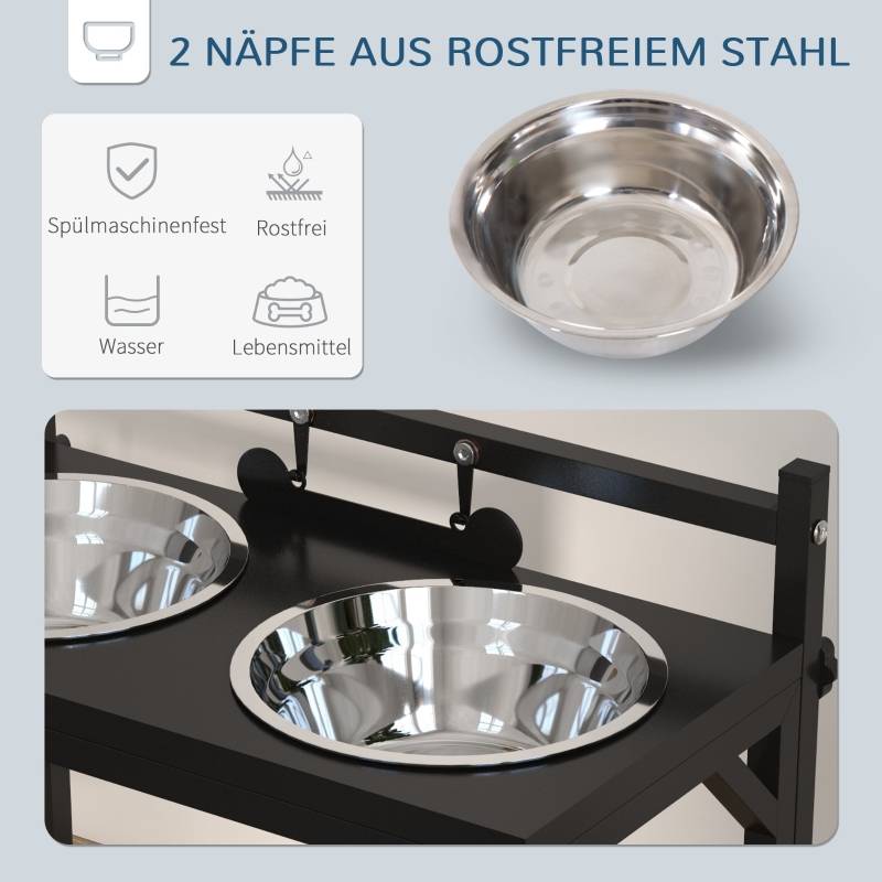 Support Double Gamelle Surélevée Acier pour Chien Hauteur Réglable 40,5cm Noir - ComfortXL Outdoor Living - Image 6