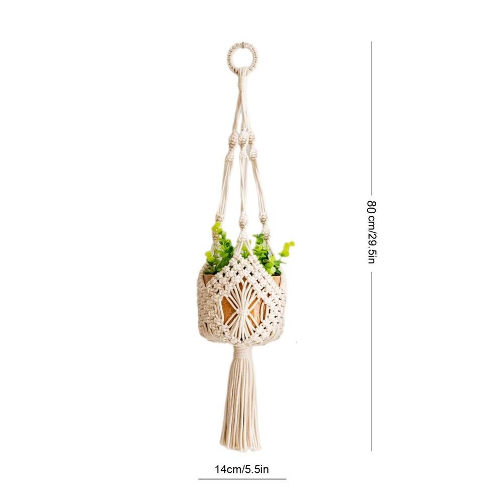 Suspension macramé pour plantes - Décoration bohème - Blanc - Pour balcon/intérieur - Living123 - Image 3