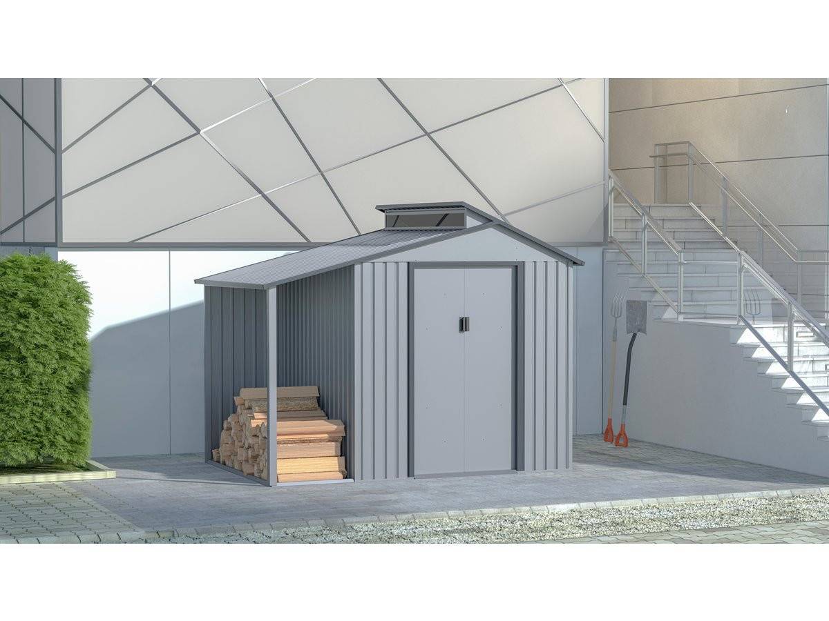Abri De Jardin Métal Avec Pergola "madras" - 5.64 M² - 193 X 292 X 229 Cm - Gris -habitat Et Jardin - Image 2